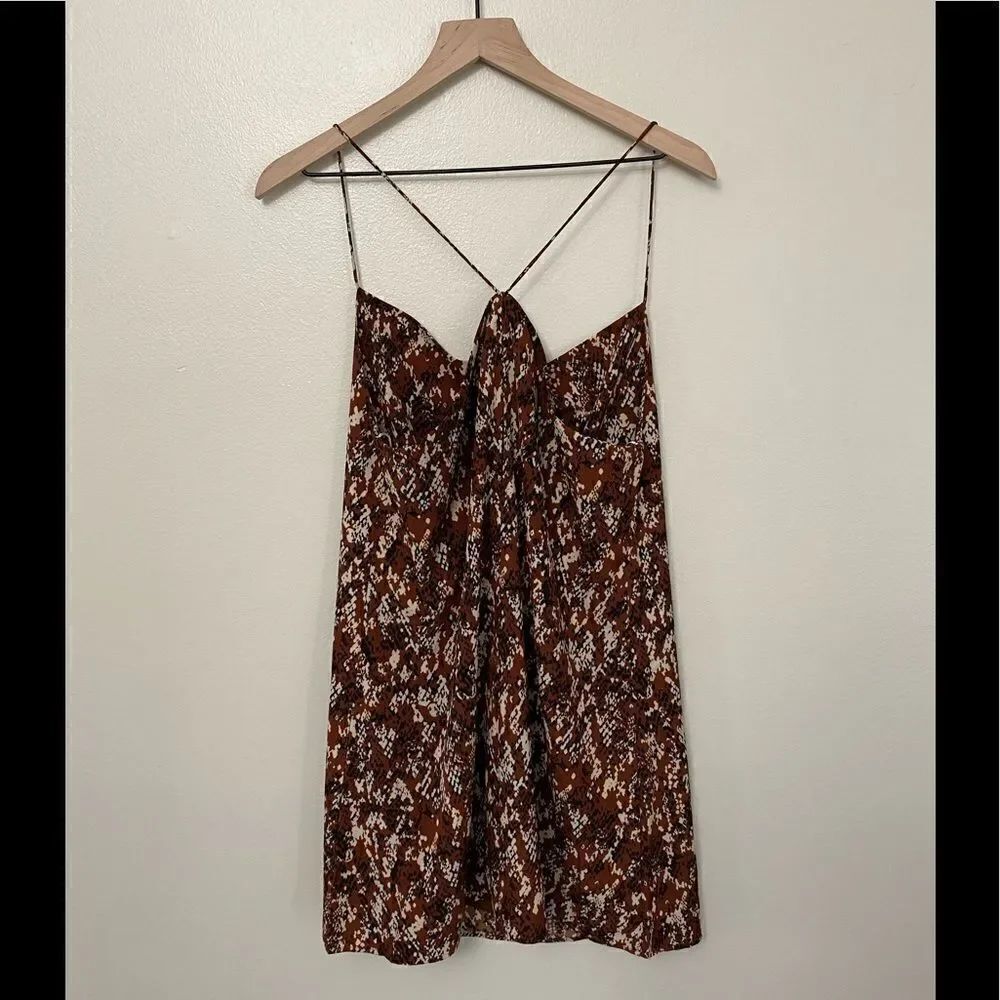 RUST ANIMAL PRINT DRAPED FRONT DRESS - Picture 6 of 9